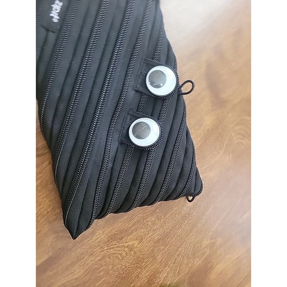 Zipit Monster Pencil Case With Eyes & Teeth Design Black 3 Ring Pouch‎ Binder